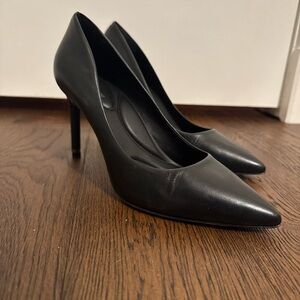 Antonio Melani Kara Black Leather Pointed Toe Pumps
